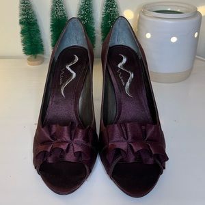Nina Plum Colored Peep Toe Pumps